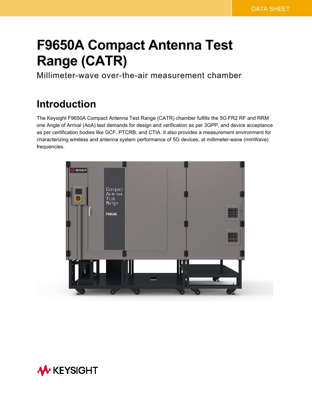 F9650A Compact Antenna Test Range (CATR) Chamber PDF Asset Page Keysight